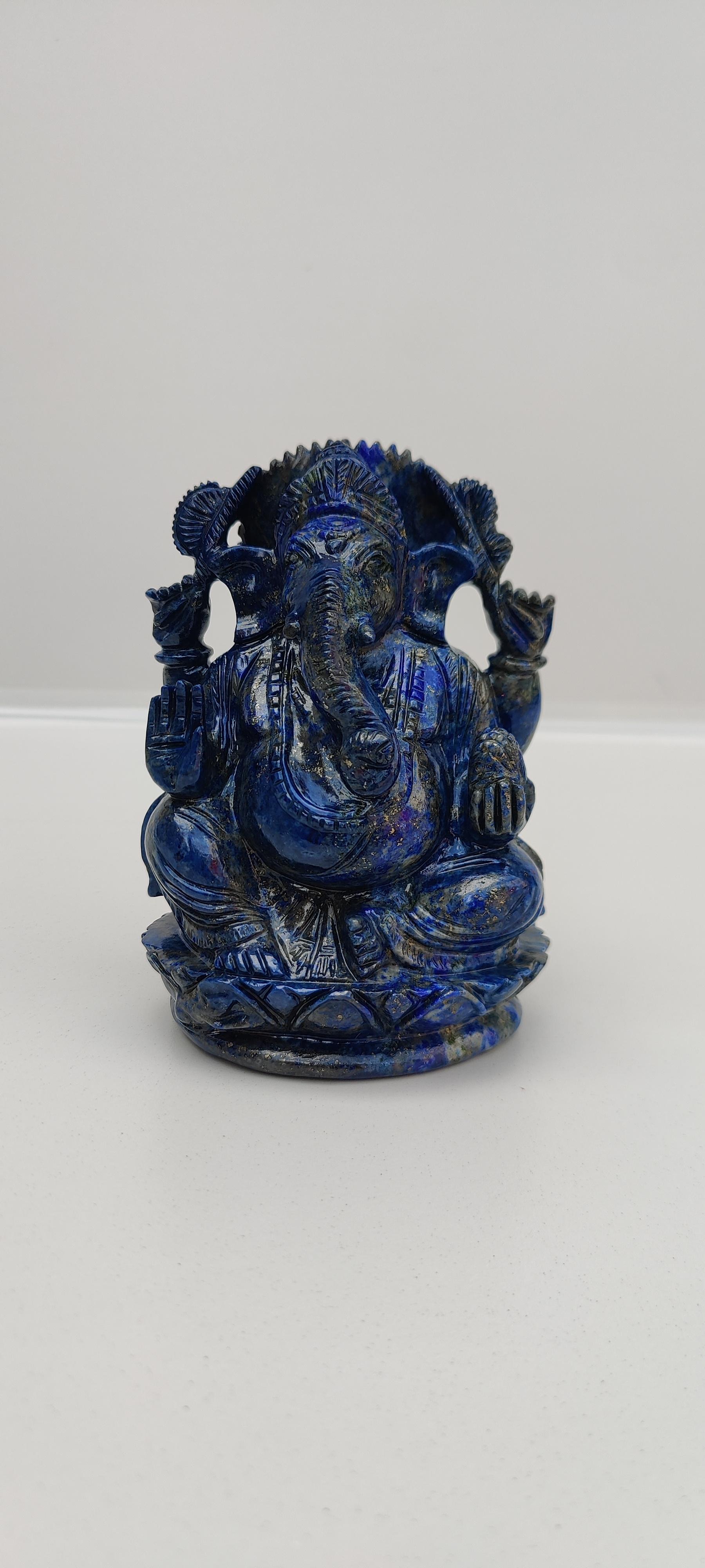 Rare find Lapis lazuli stone Ganesh, Handmade ganesha statue , handcarved lapis lazuli semi precious stone ganesh, Deity ganesha idols