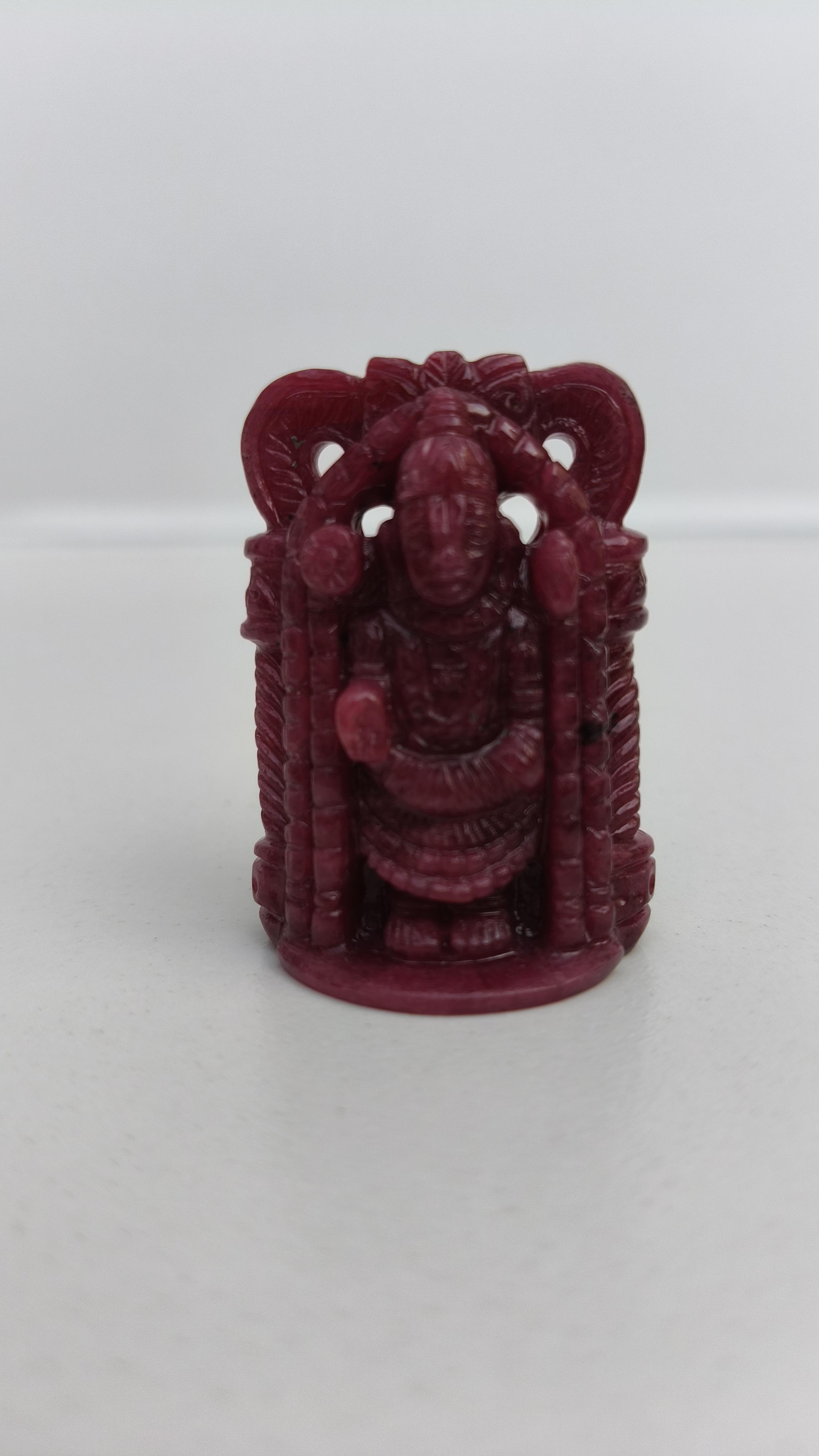 RUBY TIRUPATI BALAJI, TIRUPATI BALAJI, NATURAL STONE TIRUPATI BALAJI, MANAK TIRUPATI BALAJI, MANAK CARVING, RUBY CARVING, GEM CARVING,